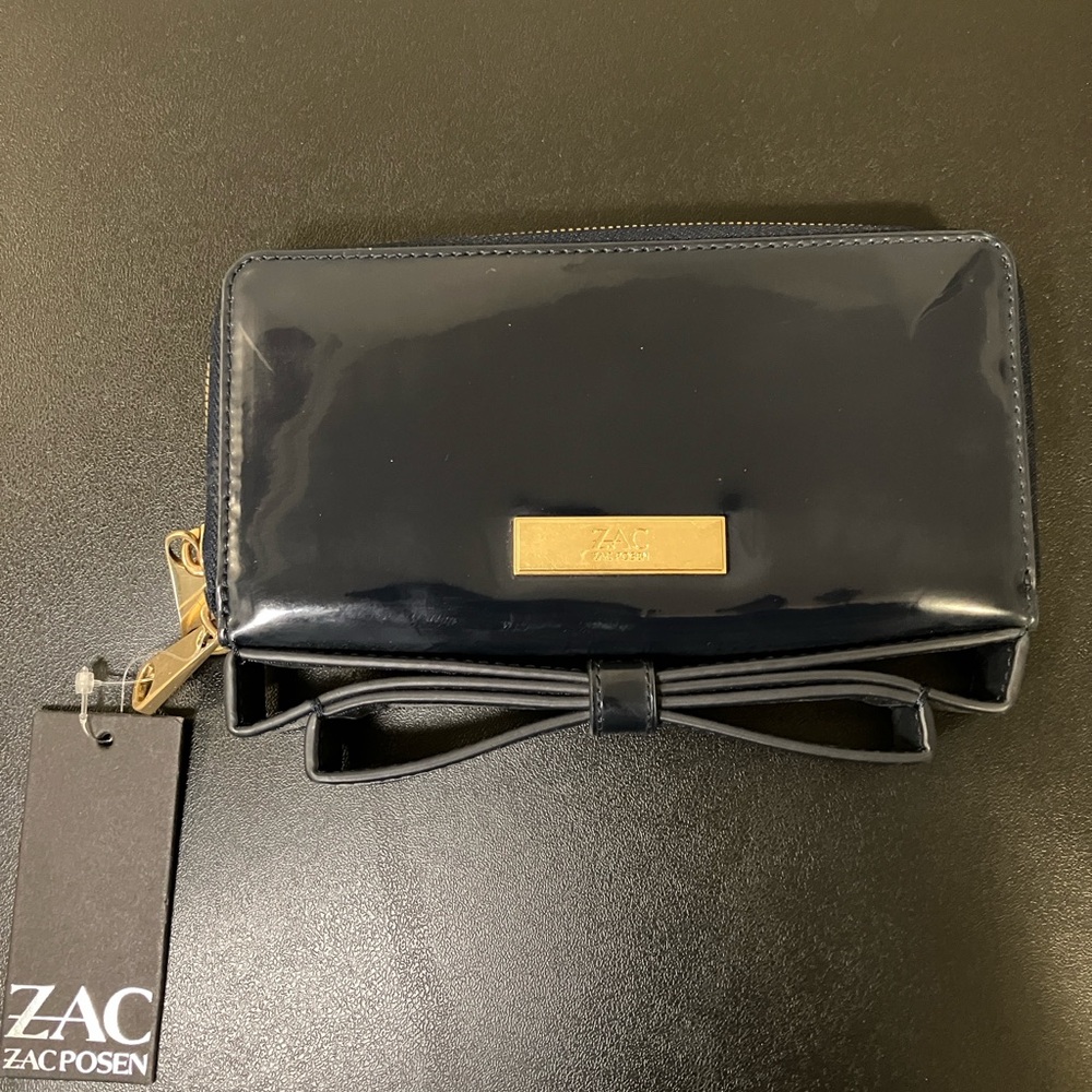 ZAC Zac Posen Navy blue Wallet/clutch with Bow Detail